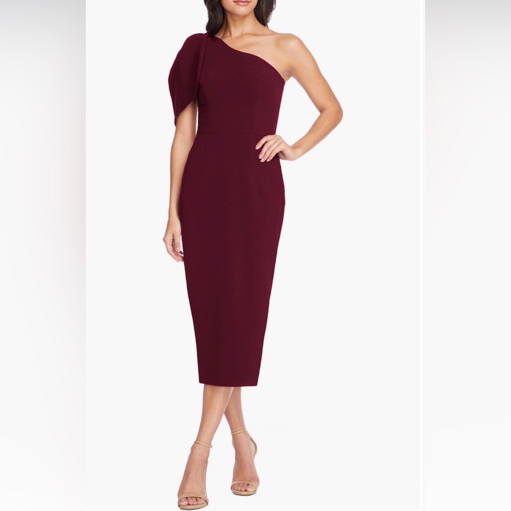 One-Shoulder Burgundy Midi Dress for Women from Dress the Population